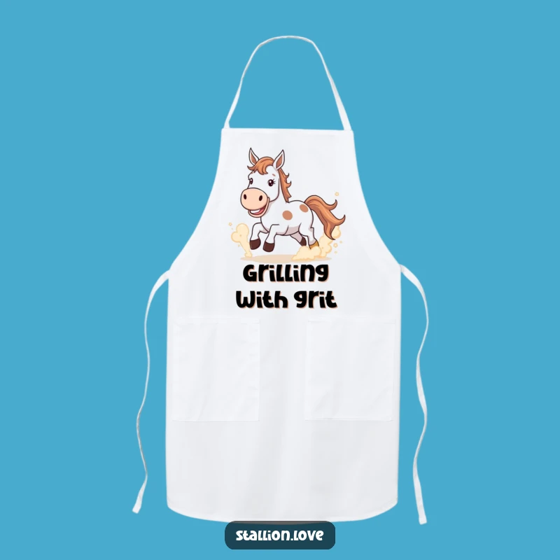 Funny Horse Dust Apron - Grinning Equestrian Kitchen Fun Gift