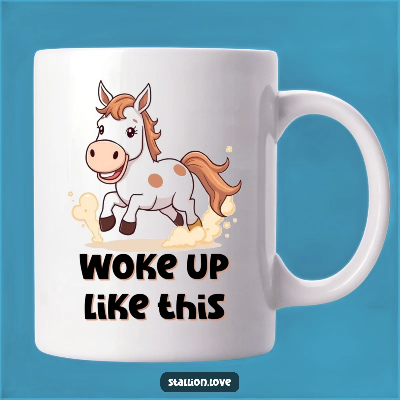 Funny Grinning Horse Dust Cloud Mug - Wild Equestrian Joyful Gift