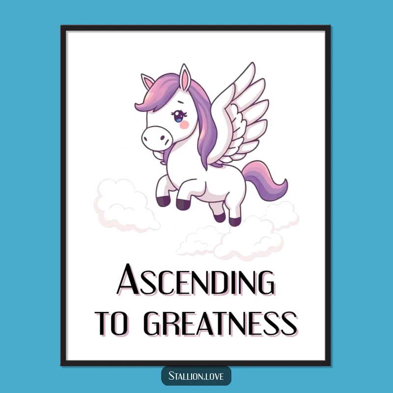 Funny Winged Horse Digital Art: Majestic & Whimsical Wall Decor