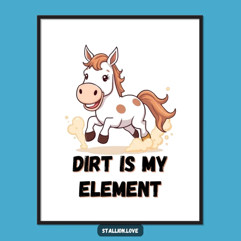 Funny Horse Dust Cloud Digital Print - Grinning Equestrian Wall Art Gift