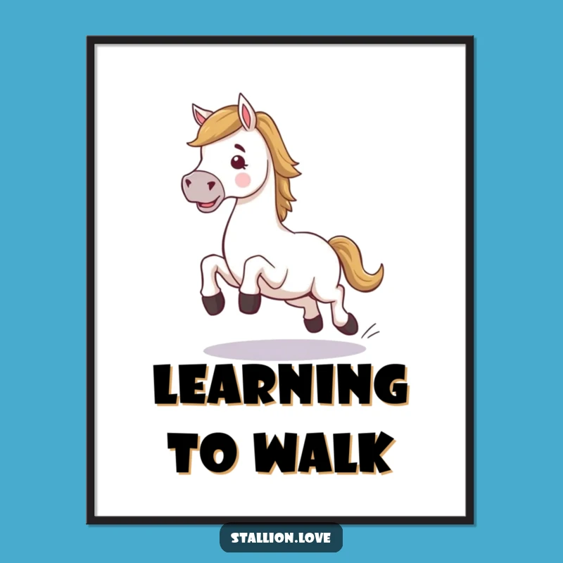Funny Horse Stumble Digital Art: Instant Equestrian Decor with Laughs
