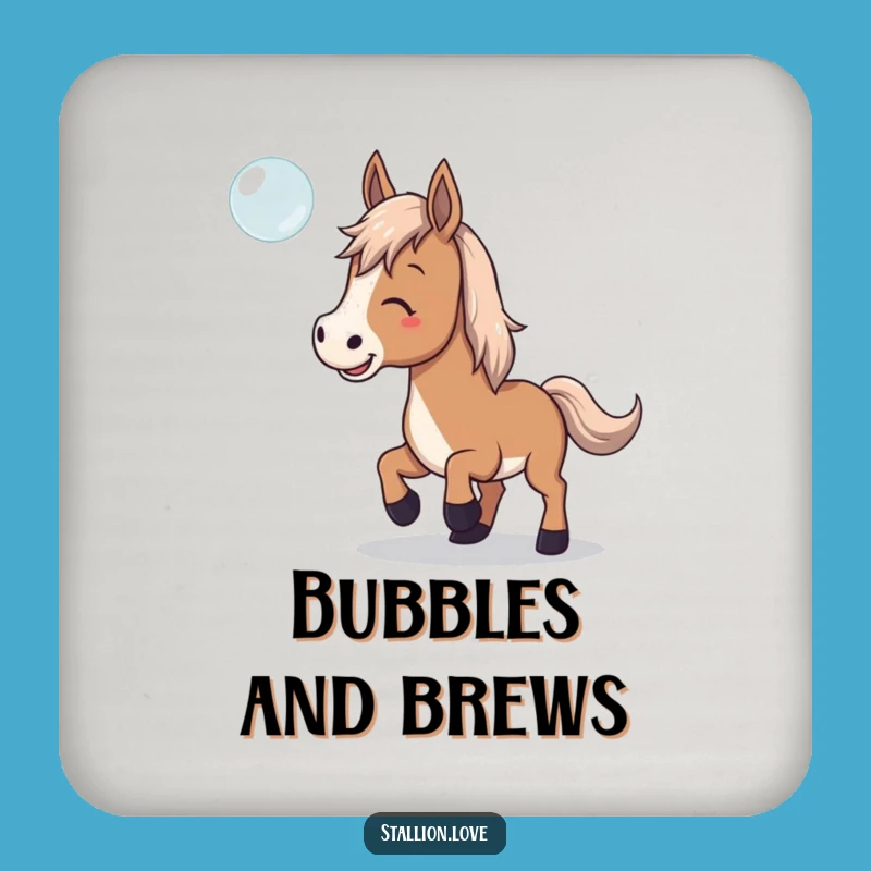 Funny Horse Bubble Coaster Set - Playful Equestrian Table Protection Gift
