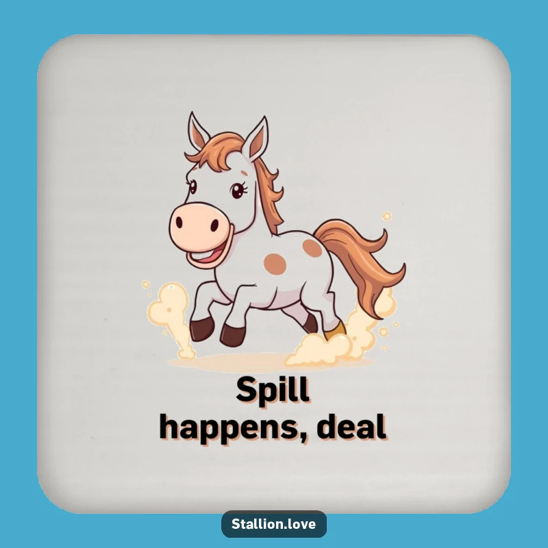 Funny Horse Dust Coaster Set - Grinning Equestrian Table Protection Gift