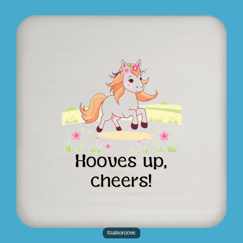Funny Horse Flower Crown Coaster Set - Joyful Galloping Table Protection Gift