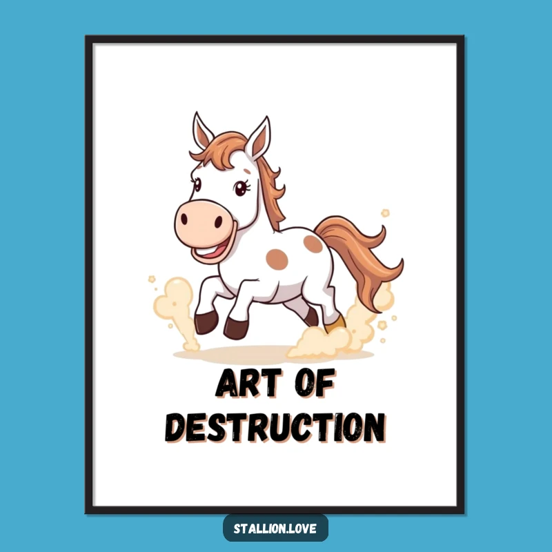 Funny Horse Dust Cloud Poster - Grinning Equestrian Art Print Gift