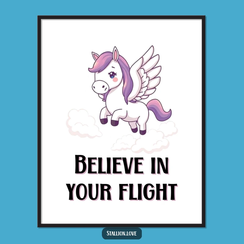 Funny Winged Horse Poster: Majestic & Whimsical Wall Art