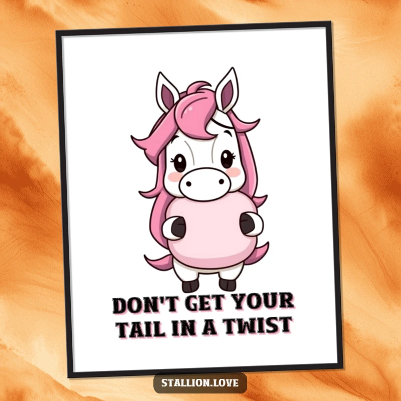 Funny Free Printable Wall Art: A horse character with a huge cheeky grin, proudly displaying a whoopee cushion.