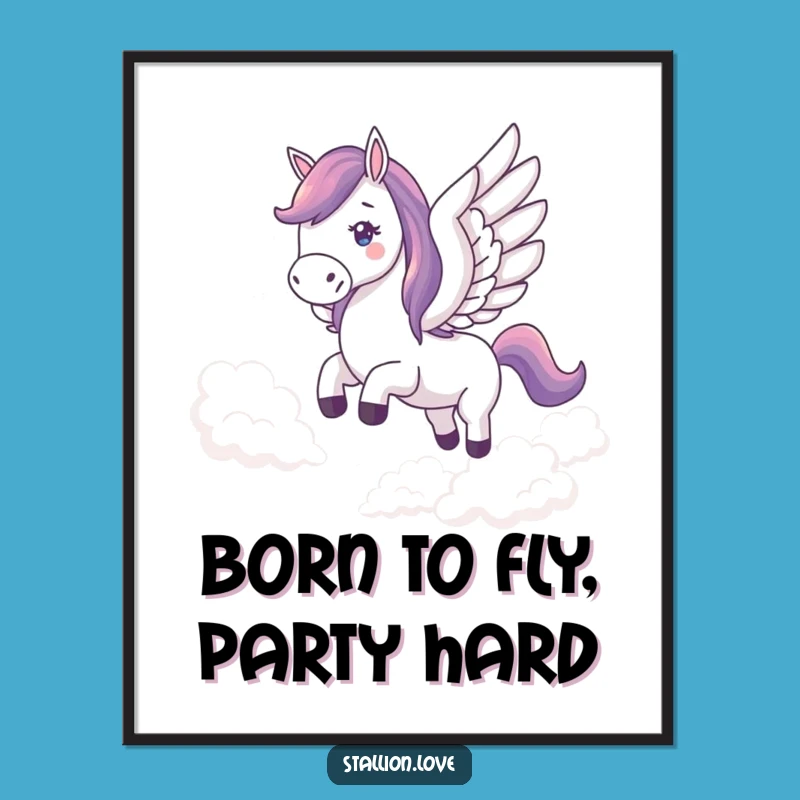 Funny Free Printable Horse Art - Winged Freedom Downloadable Decor