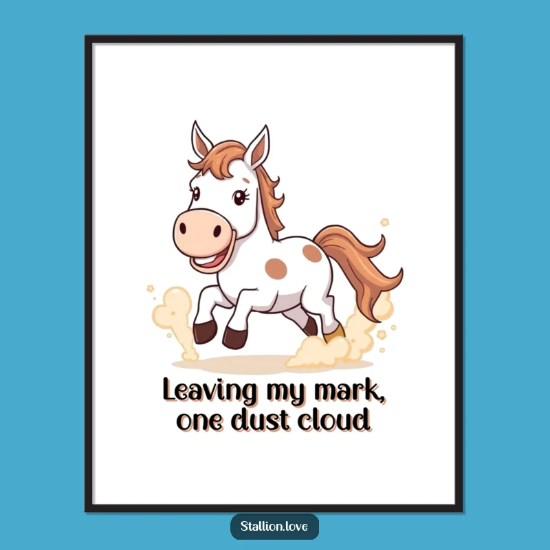 Free Printable Wall Art: Grinning Horse Kicking Dust, Energetic Downloadable Decor