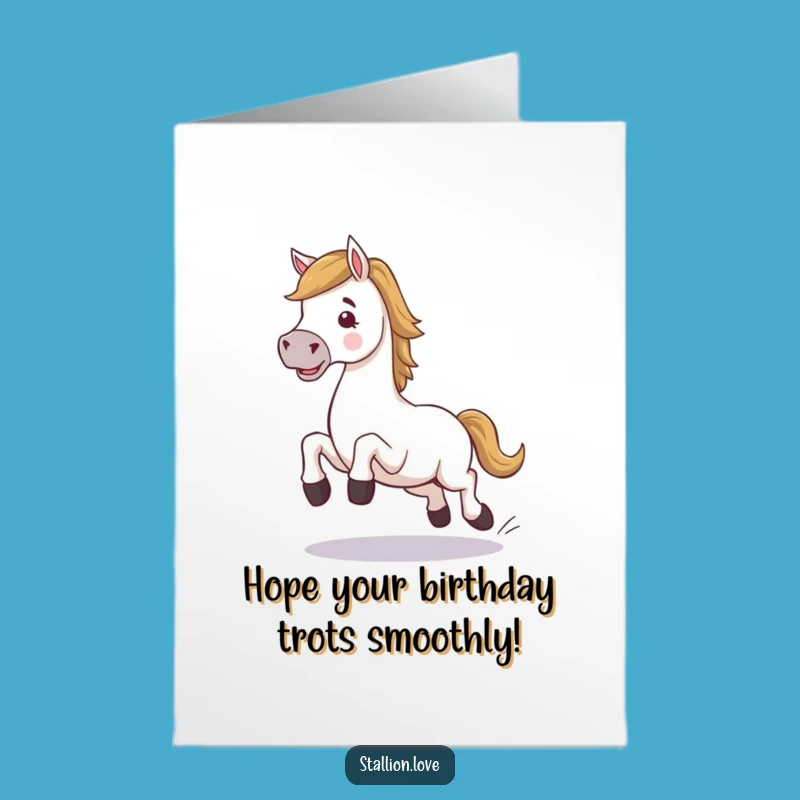 Free Printable Birthday Card: Stumbling Horse Funny Downloadable Gift