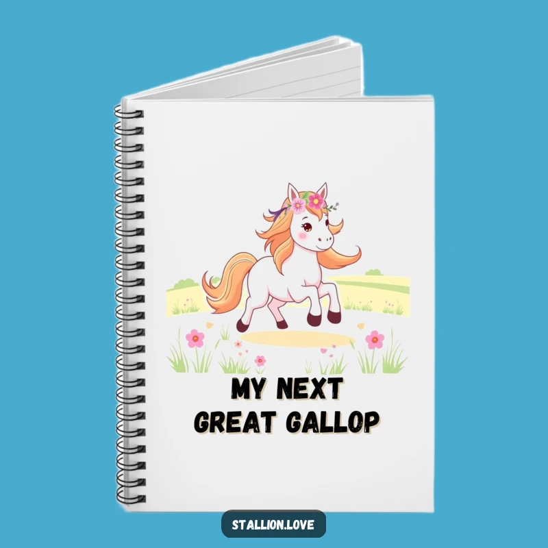 Funny Horse Flower Crown Notebook - Joyful Galloping Ideas Journal Gift
