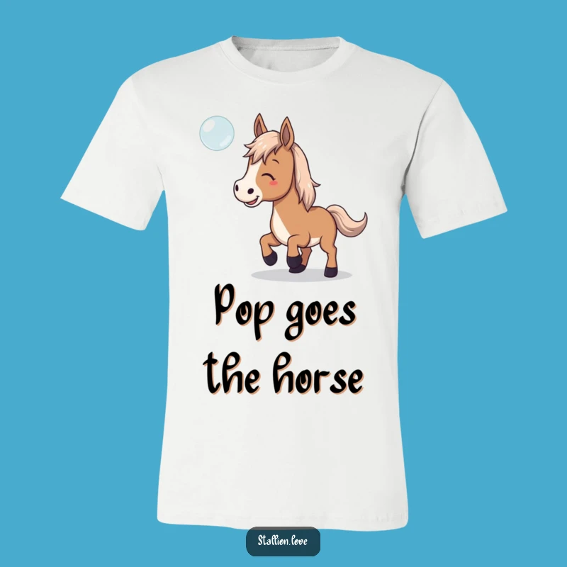 Funny Horse Bubble Chase T-Shirt - Playful Equestrian Gift Apparel