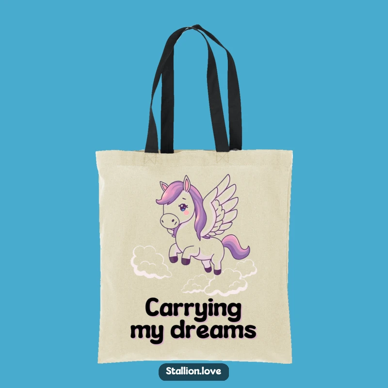 Funny Winged Horse Tote Bag: Carry Your Dreams with Humor
