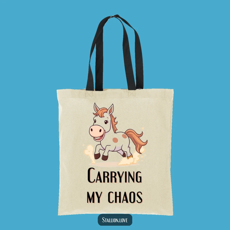 Funny Horse Dust Cloud Tote Bag - Grinning Equestrian Carryall Gift