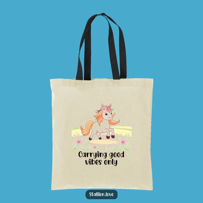 Funny Horse Flower Crown Tote Bag - Joyful Galloping Eco-Friendly Carryall Gift